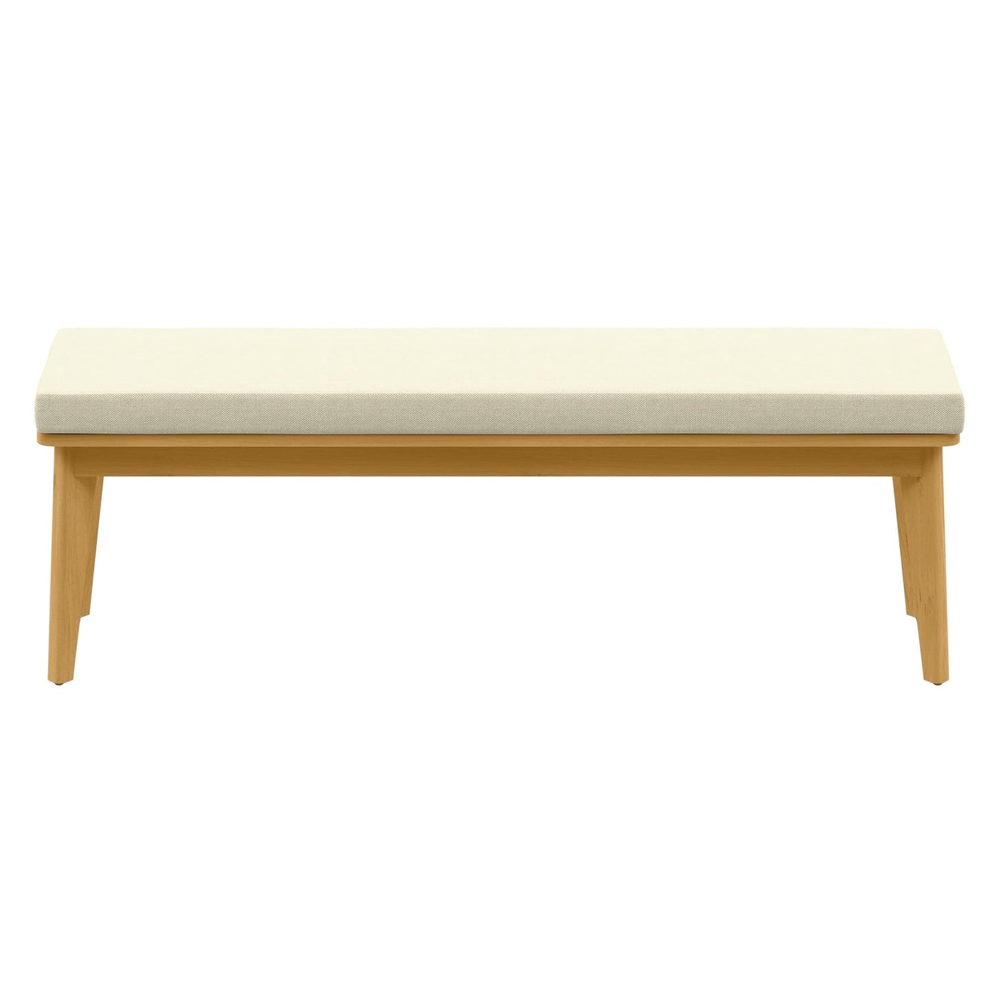 RoyalCraft Acacia Patio Bench, Upholstered Bench with Thick Cushion, Modern Wood Outdoor Dining Bench for Porch, Backyard, Garden, Indoor, Beige