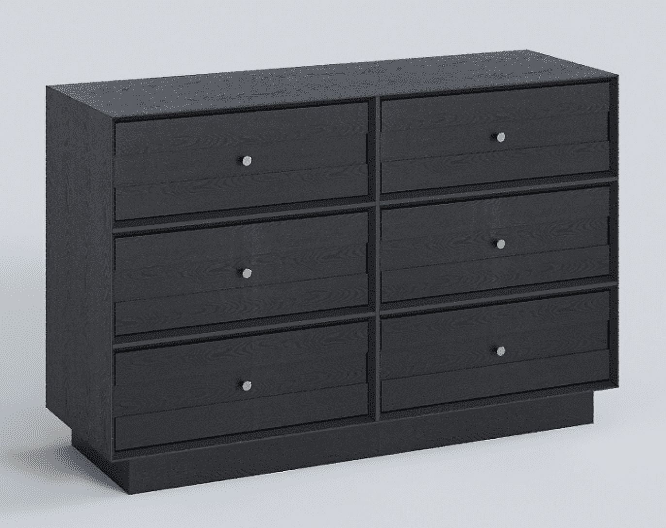 CozyHom 6 Drawers Dresser For Bedroom, Baby Dressers Chest for Nursery, Wood Storage Cabinet for Living Room Hallway Closet, Black