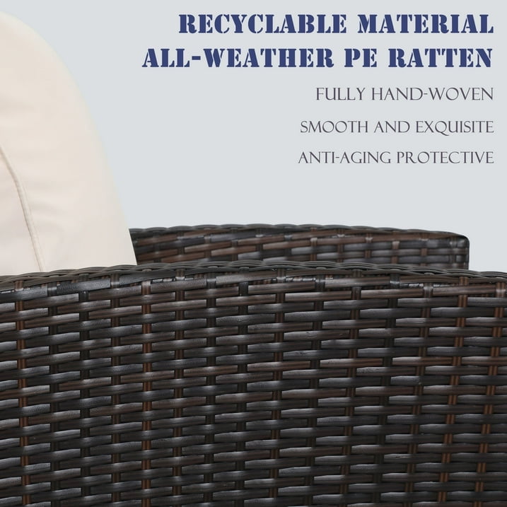 Superjoe 4 Pcs Patio Furniture Set All-Weather Wicker Rattan Conversation Set Outdoor Sofa Seating, Beige