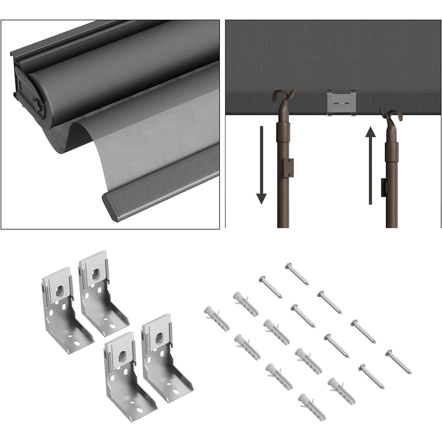 Superjoe Outdoor Roller Shades, 420GSM 95% Blackout Cordless Patio Roller Blinds with Pole, 6'Wx6'H Waterproof Blinds Roll Up for Gazebo Porch, Deck, Pergola, Grey