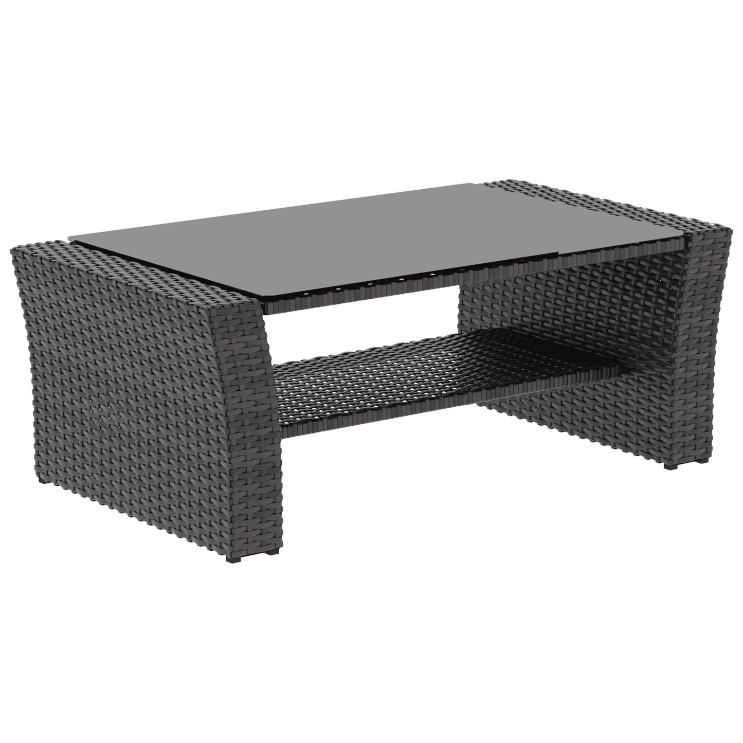 CozyHom All-Weather Outdoor Patio Furniture Set - 4-Piece Wicker Rattan Sectional Conversation Set with Table and Cushions