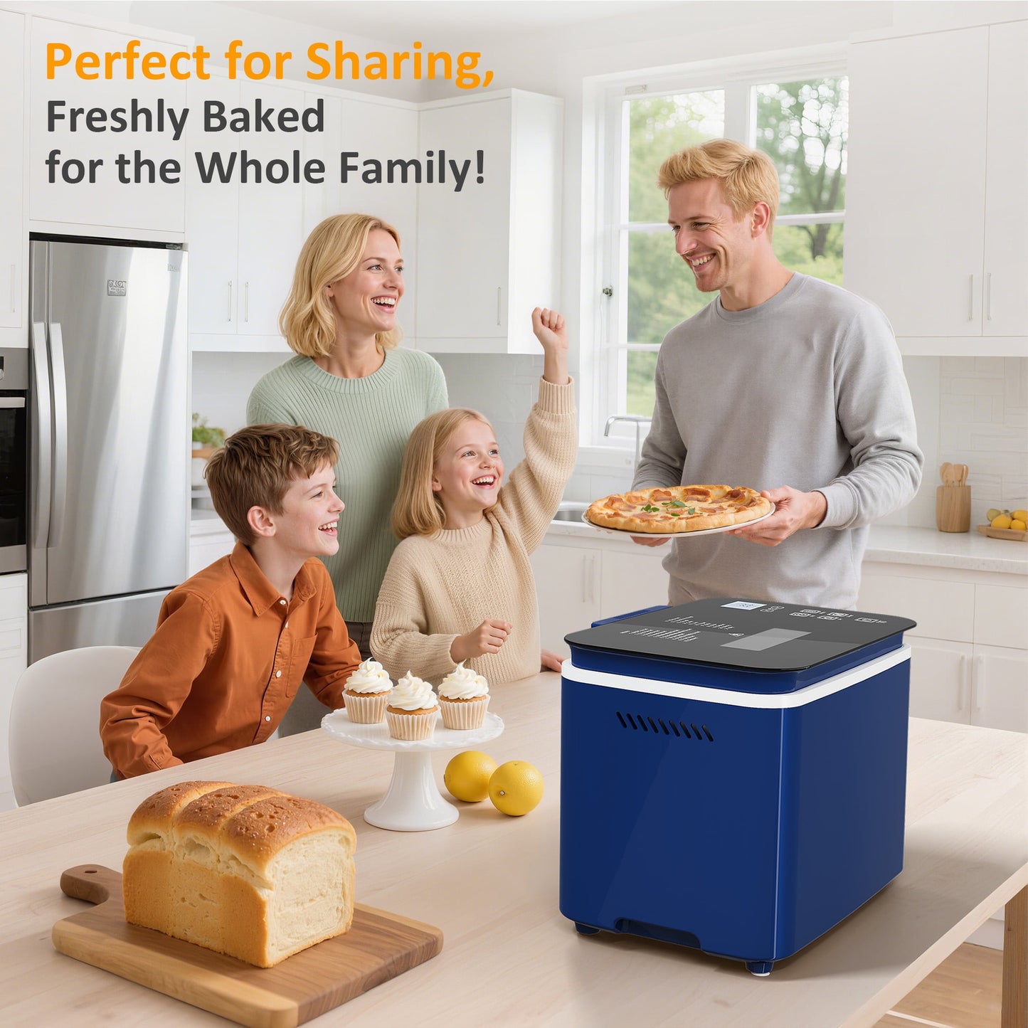 Heynemo 2.2LB Bread Maker, 21 Programs, 3 Loaf Sizes & Crust Colors, Digital Touch Panel, 15H Timer, Keep Warm Function, Blue