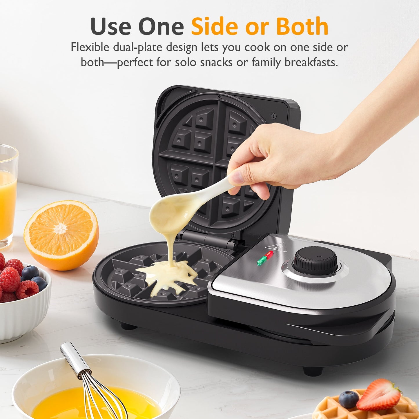 Heynemo Double Waffle Maker with Adjustable Temp, Heart Waffle & Classic Waffle Iron
