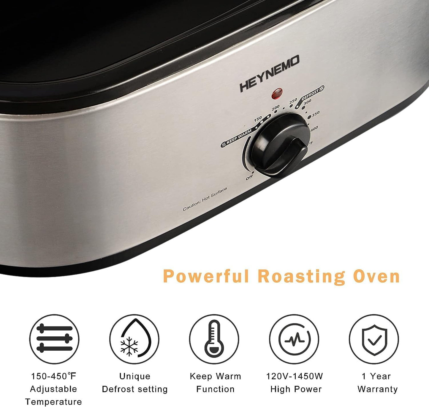 Superjoe 20 Quart Electric Roaster Oven with Self-Basting Lid & Removable Pan,Stainless Steel,Sliver,1 PCS