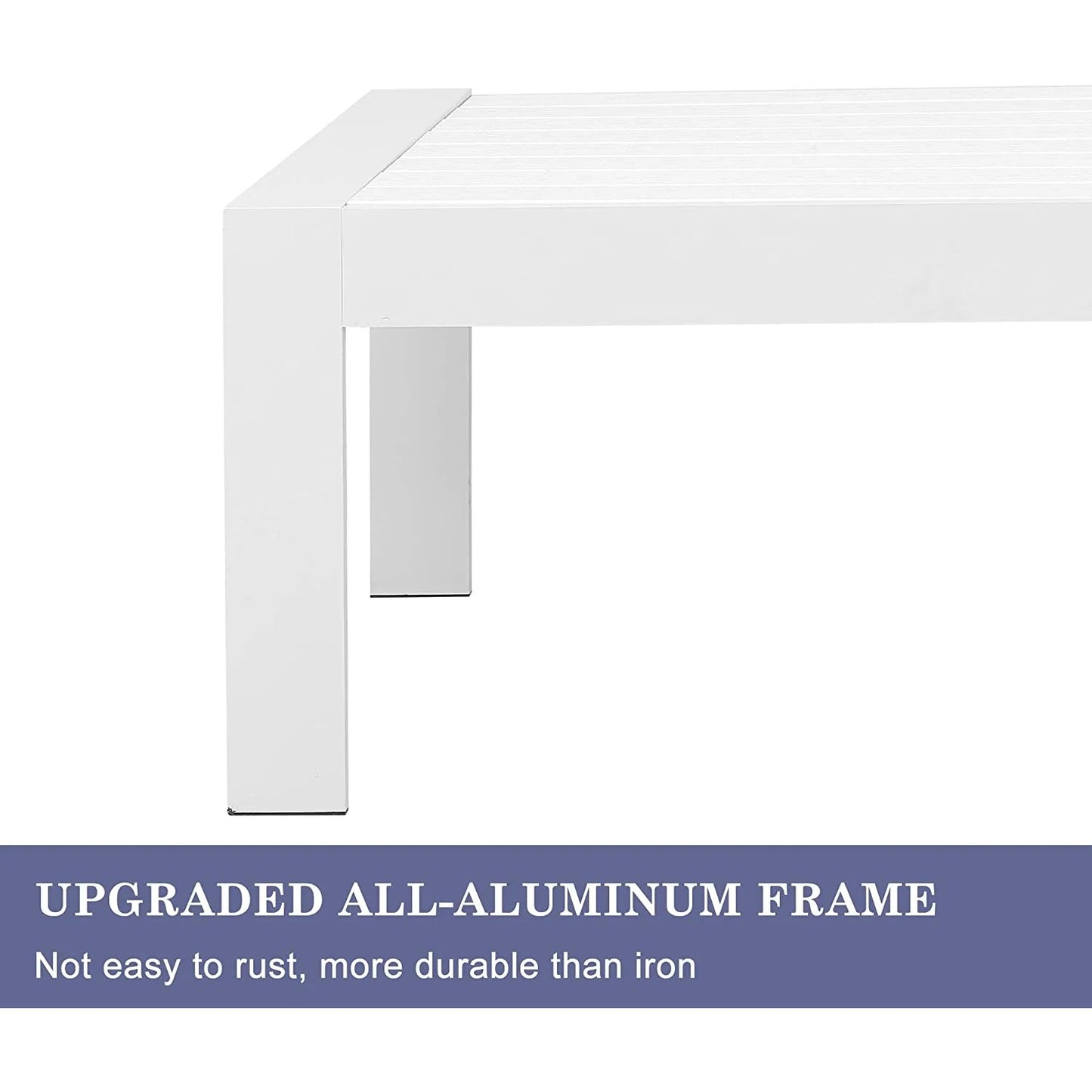 Superjoe Outdoor PatioAluminum Furniture Coffee Table All-Weather Outdoor Metal Coffee Table Modern Rectangle Coffee Table for Balcony Garden, Light Grey