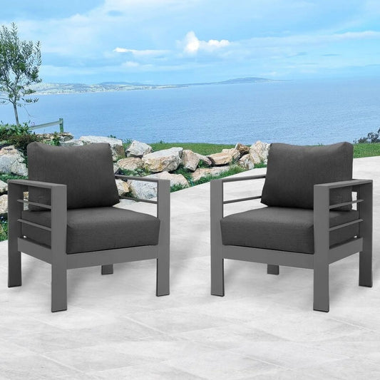 Superjoe 2-Piece Outdoor Patio Aluminum Armchair Sofa with Cushions, Grey