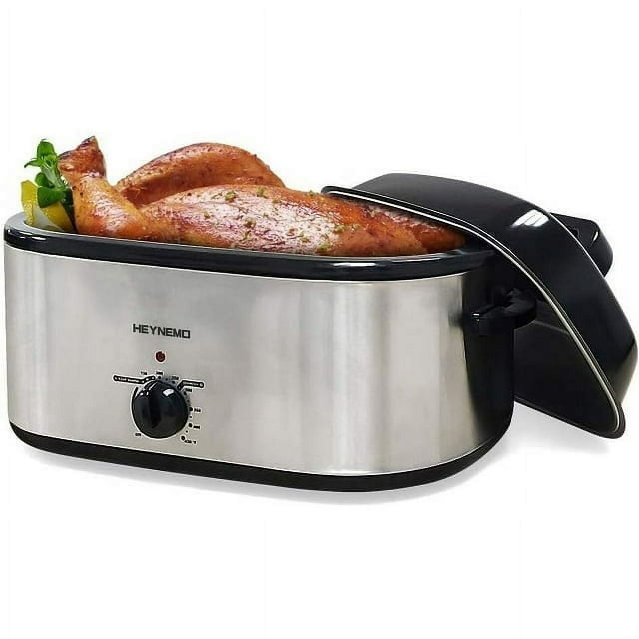 Superjoe 18 QT Electric Roaster Oven, Stainless Steel Roaster Pan for Turkey With Self-Basting Lid Removable Insert Pot, Silver