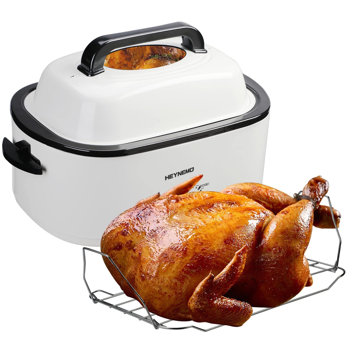 HEYNEMO Roaster Oven 24 Quart, Electric Roaster Oven, Turkey Roaster Oven Electric with Self-Basting Lid