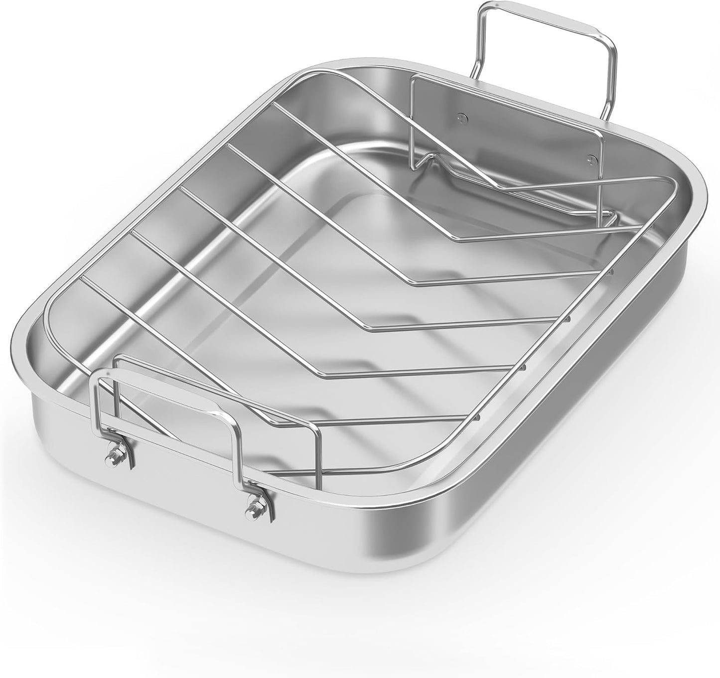 Sunvivi 15.6 inch Roasting Pan with V-Shaped Rack