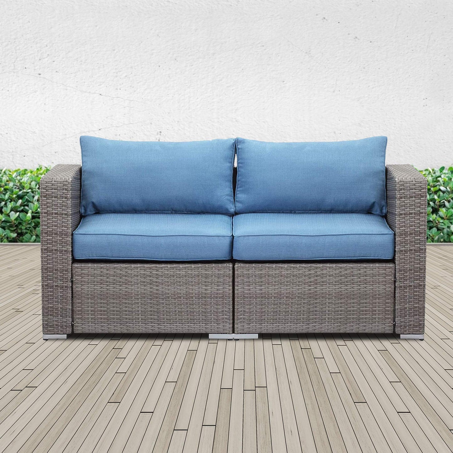 2 Pieces Outdoor Patio Wicker Loveseats