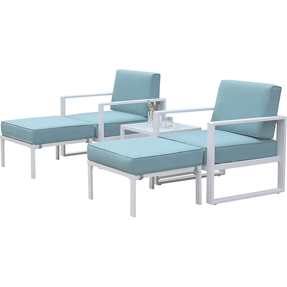5 Pieces Aluminum Patio Furniture Set, Outdoor Conversation Set All-Weather Modern Metal Couch Sofa