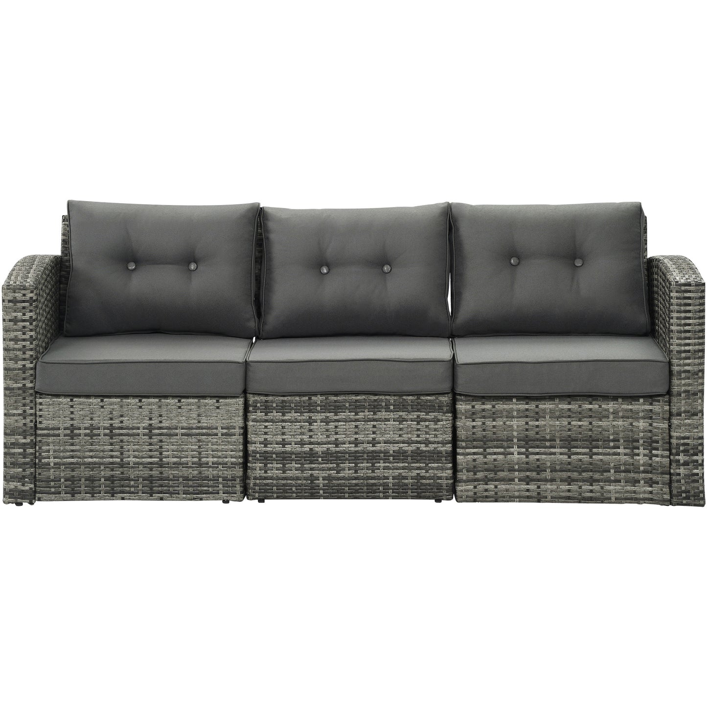 Royalcraft Outdoor Patio Furniture,10 Pieces All-Weather Patio Conversation Set Wicker Sectional Sofa with Non-slip Cushions,Aluminum Frame,Grey