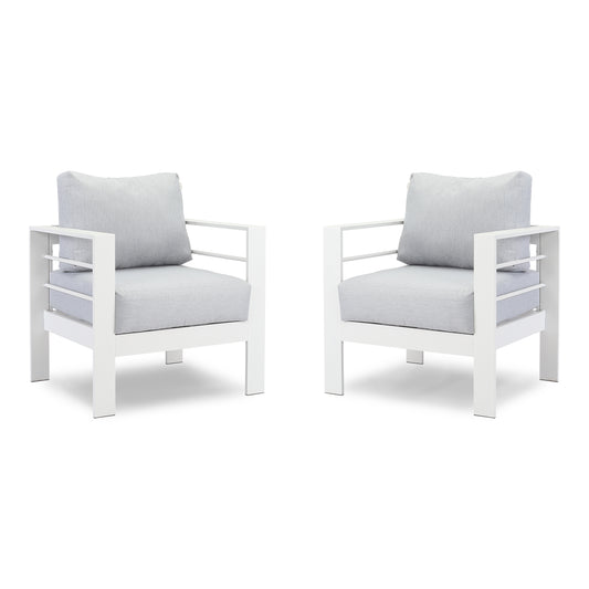 Furniture Aluminum Loveseat, All-Weather Outdoor Contemporary Sofa Chair with Cushions - Sunvivi