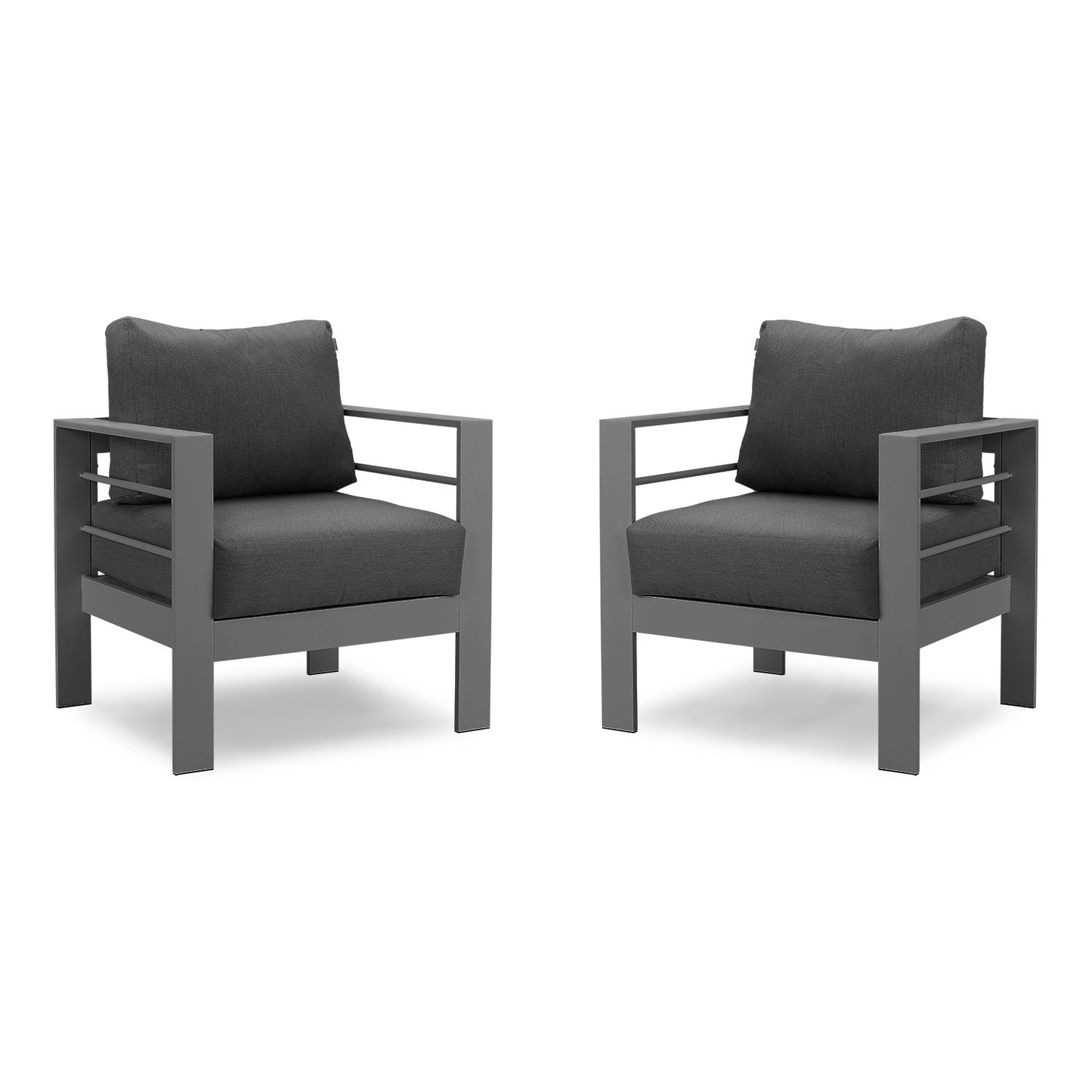 Furniture Aluminum Loveseat, All-Weather Outdoor Contemporary Sofa Chair with Cushions - Sunvivi