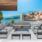 Aluminum Patio Furniture Set, 8 Pieces Outdoor Conversation Set All-Weather Modern Metal Couch Outdoor Sectional Sofa with Ottomans and Coffee Table (Grey)