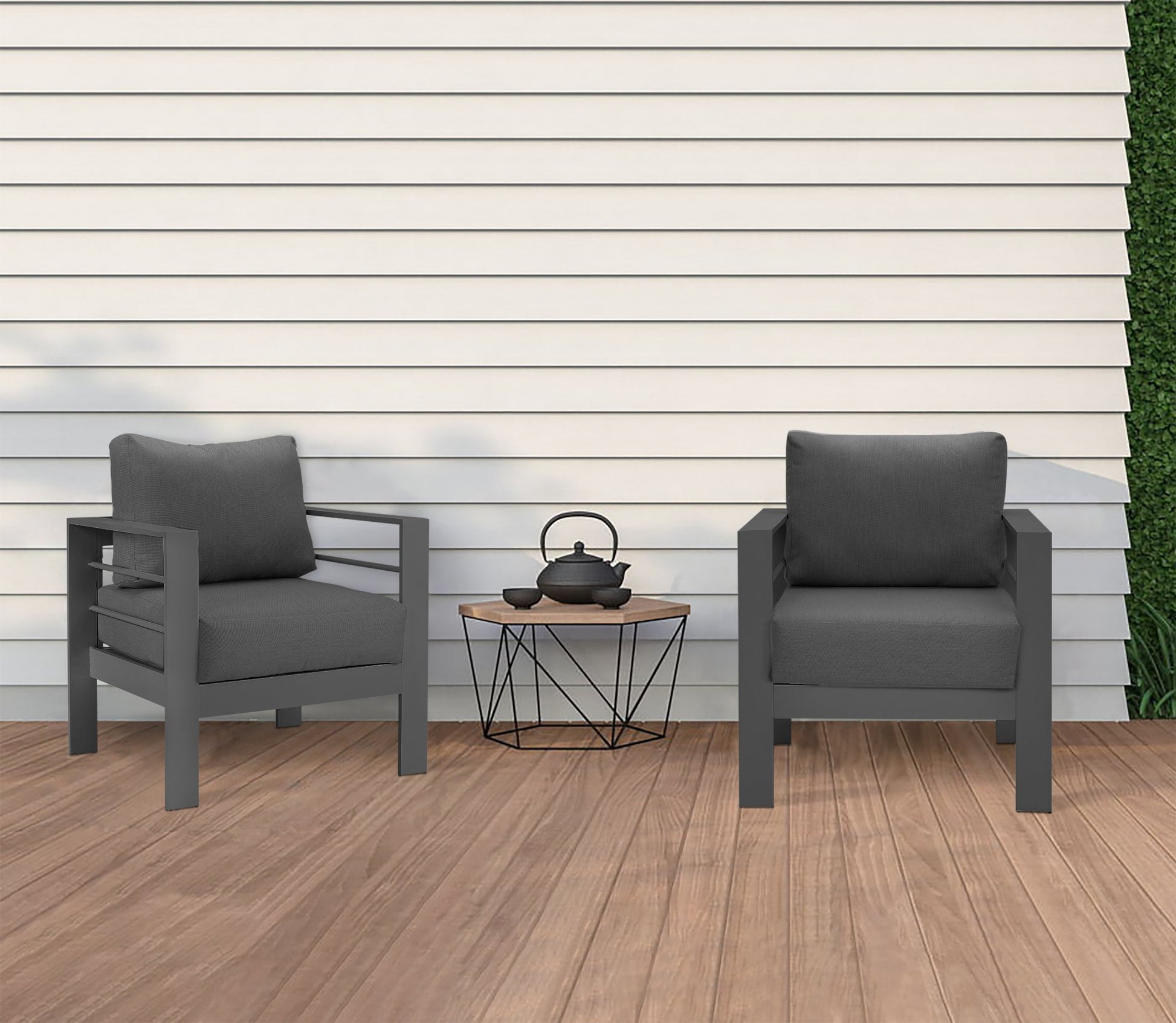 Furniture Aluminum Loveseat, All-Weather Outdoor Contemporary Sofa Chair with Cushions - Sunvivi