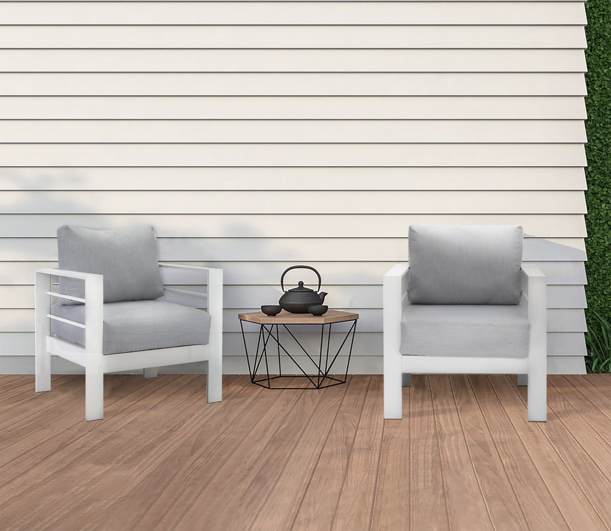 Furniture Aluminum Loveseat, All-Weather Outdoor Contemporary Sofa Chair with Cushions - Sunvivi