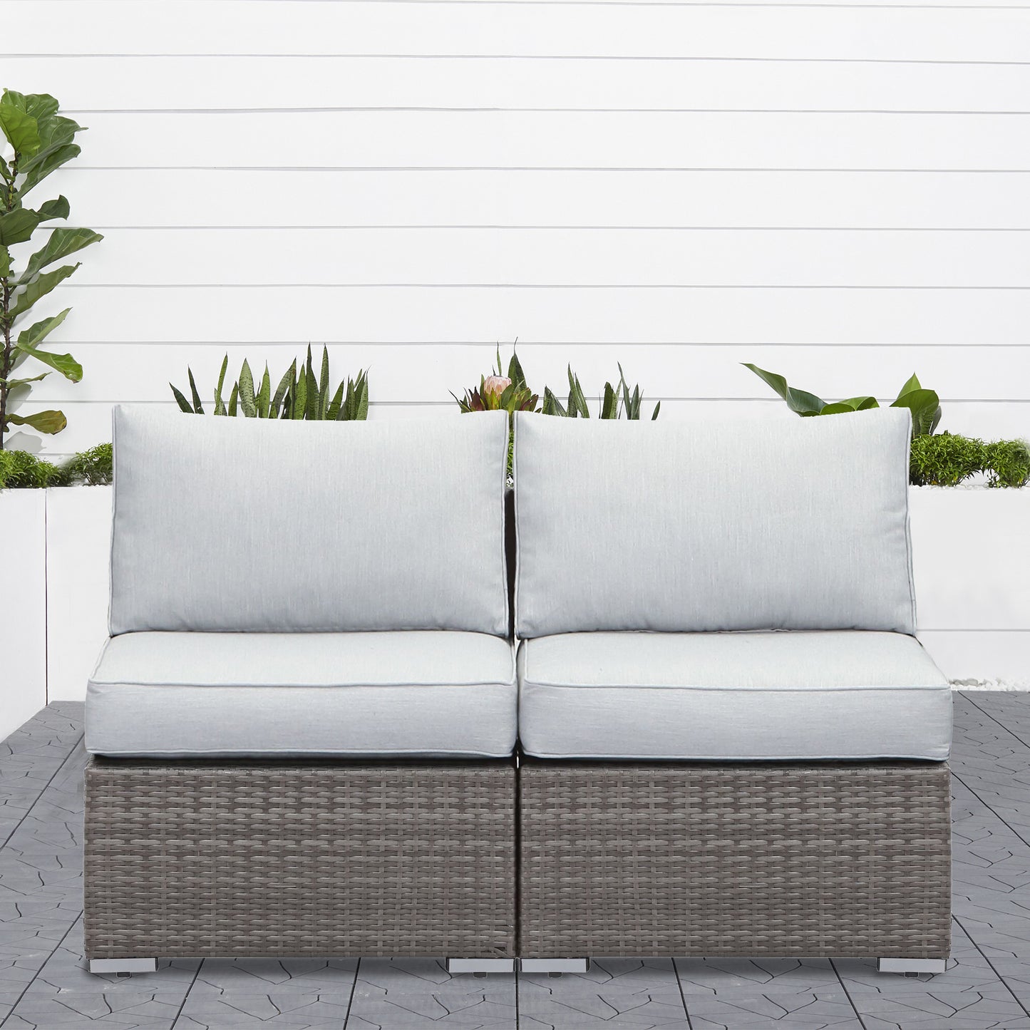 2 Pieces Outdoor Patio Furniture Corner Sofas