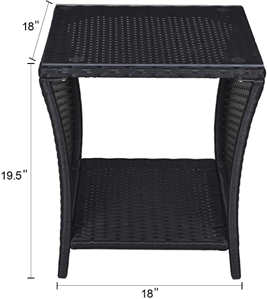 Black Square Side Conversation Table - Sunvivi