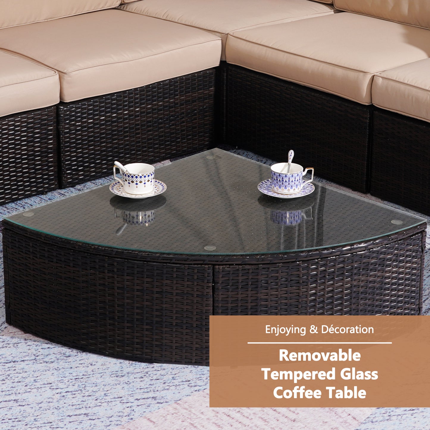 Outdoor Patio Furniture Set, 6-Piece Outdoor Conversation Sets All Weather Rattan Wicker Sectional Sofa Sets, Coffee