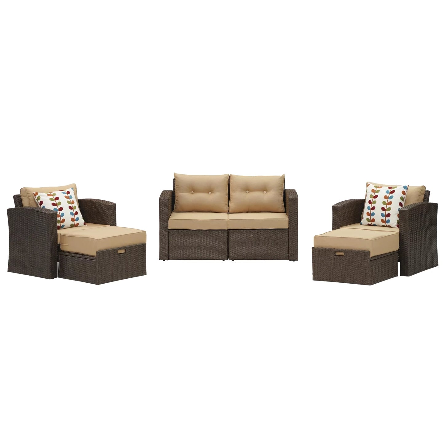 Royalcraft Outdoor Patio Furniture,10 Pieces All-Weather Patio Conversation Set Wicker Sectional Sofa with Non-slip Cushions,Aluminum Frame,Grey