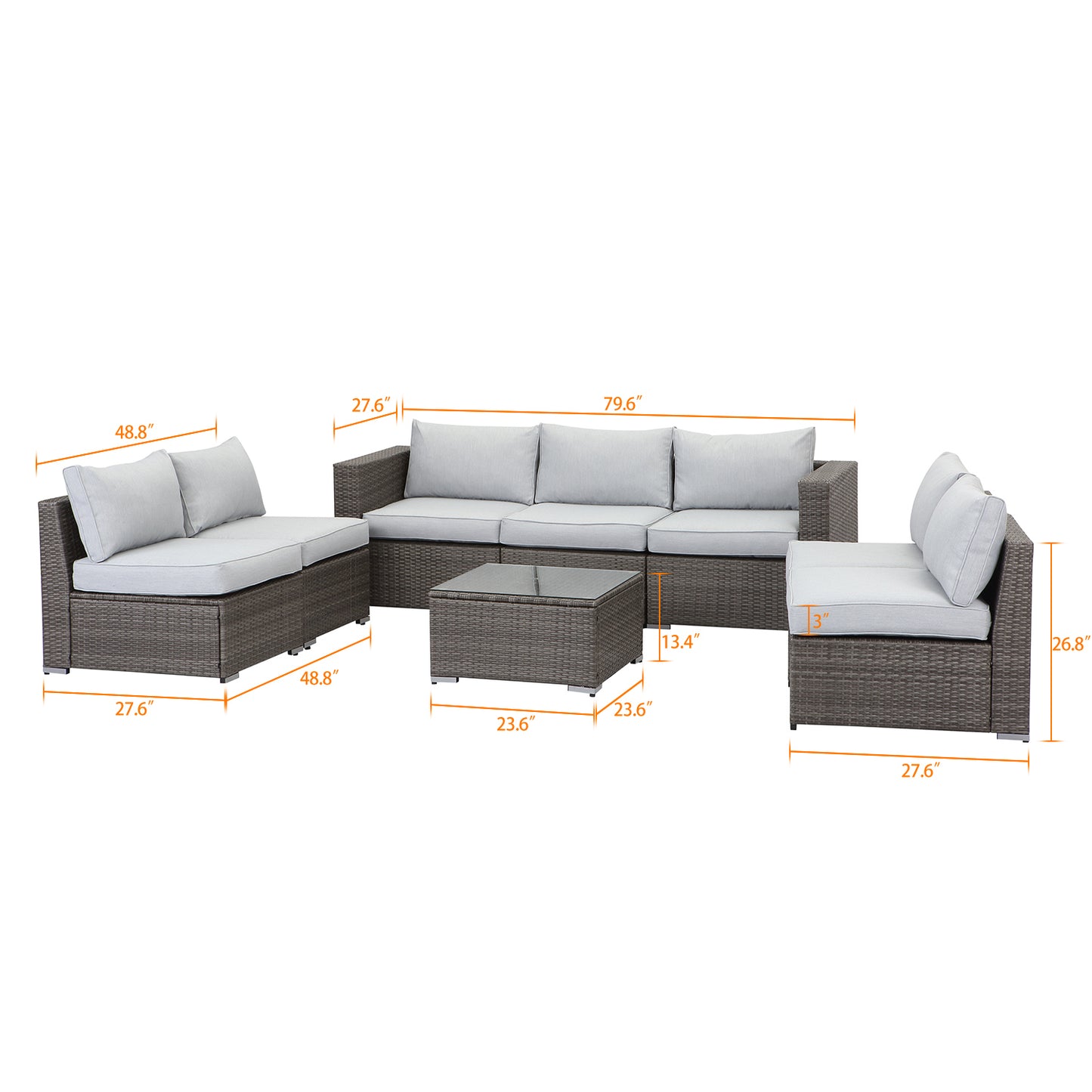 8 Piece Wicker Patio Furniture Sets with Cushion