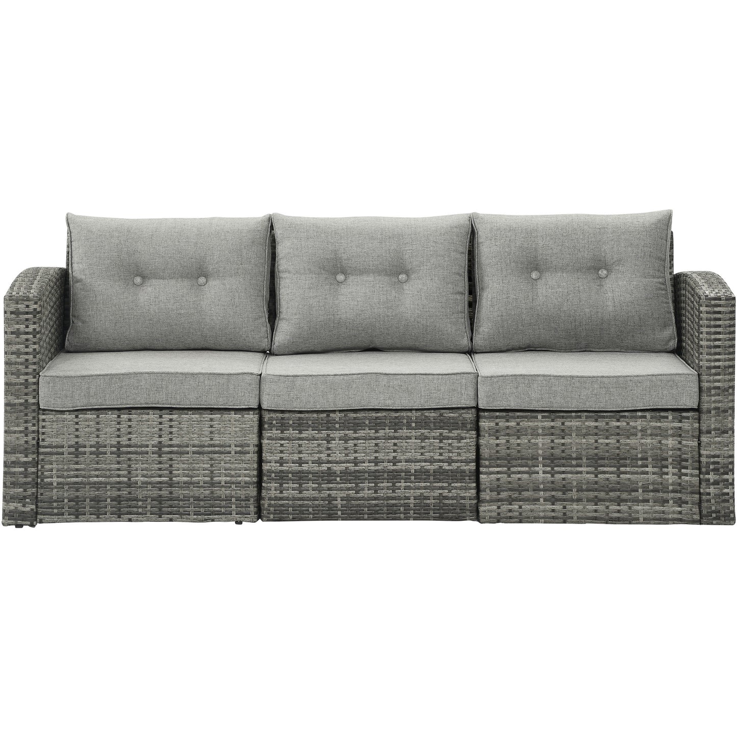 Royalcraft Outdoor Patio Furniture,10 Pieces All-Weather Patio Conversation Set Wicker Sectional Sofa with Non-slip Cushions,Aluminum Frame,Grey
