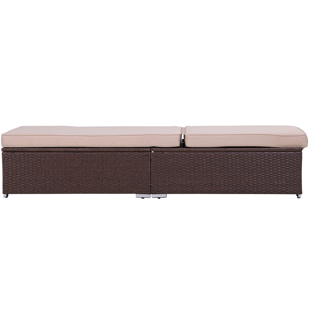 Wicker Chaise Lounge Chair, Beige Cushions - Sunvivi
