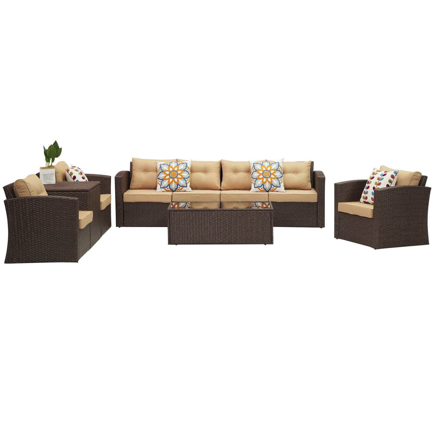 Royalcraft Outdoor Patio Furniture,10 Pieces All-Weather Patio Conversation Set Wicker Sectional Sofa with Non-slip Cushions,Aluminum Frame,Grey