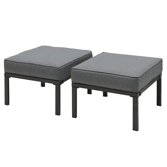 2 Pieces Patio Furniture Outdoor Ottomans, All-Weather Aluminum Outdoor Footstool Footrest