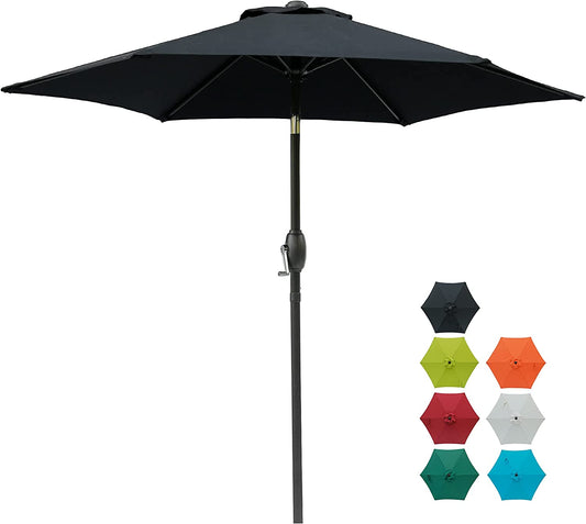 7.5 ft/ 9 ft Patio Umbrella Outdoor Market Umbrella Tilt Button Crank 6 Ribs