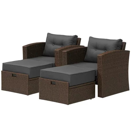 Royalcraft Outdoor Patio Furniture,10 Pieces All-Weather Patio Conversation Set Wicker Sectional Sofa with Non-slip Cushions,Aluminum Frame,Grey