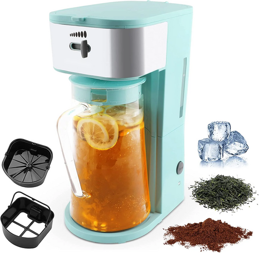 Iced Tea Maker with Upgrade 3 Quart Infusion Glass Pitcher,Ice Tea Maker with Strength Selector for Hot/Cold Water, Suitable For Customized Sweet Tea, Perfect for Summer Parties