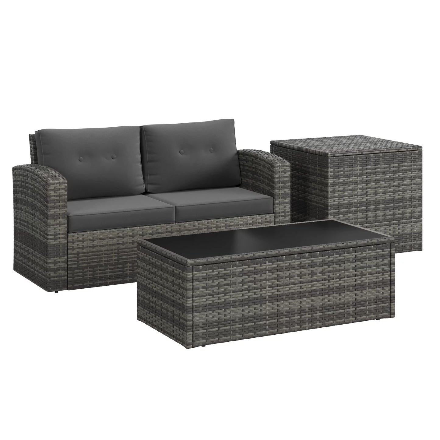 Royalcraft Outdoor Patio Furniture,10 Pieces All-Weather Patio Conversation Set Wicker Sectional Sofa with Non-slip Cushions,Aluminum Frame,Grey