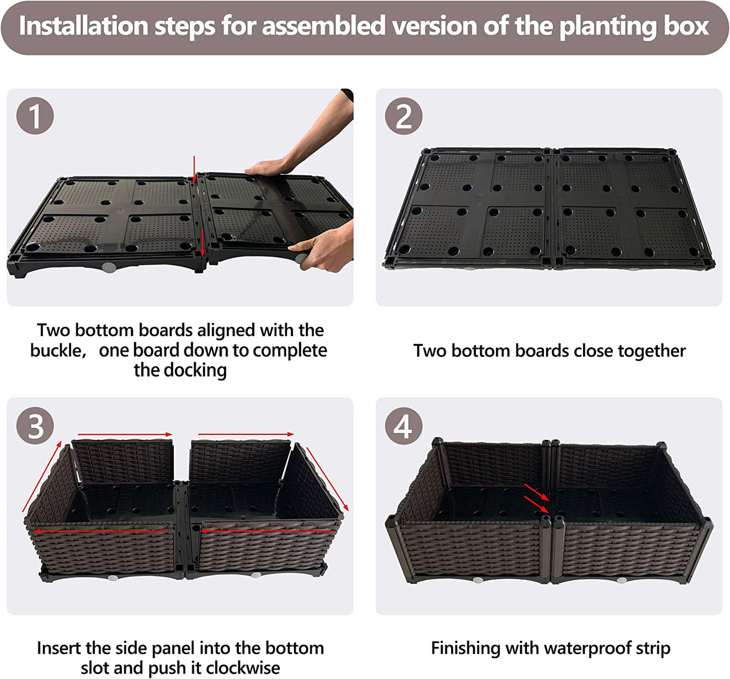 Planter Boxes Raised Self Watering Planters Outdoor Raised Garden Bed Herb Planters for Outdoor Plants Garden Boxes Outdoor Raised Resin Elevated Planter Box