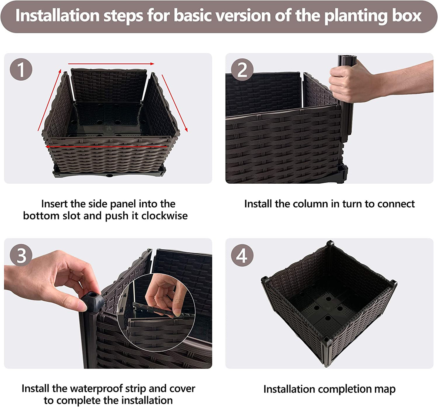 Planter Boxes Raised Self Watering Planters Outdoor Raised Garden Bed Herb Planters for Outdoor Plants Garden Boxes Outdoor Raised Resin Elevated Planter Box