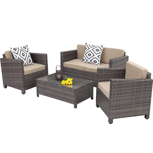 5 Piece Outdoor Wicker Conversation Sets