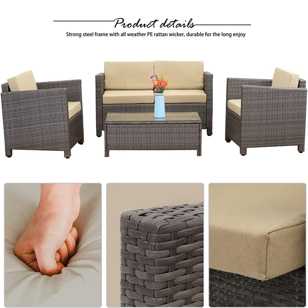 5 Piece Outdoor Wicker Conversation Sets