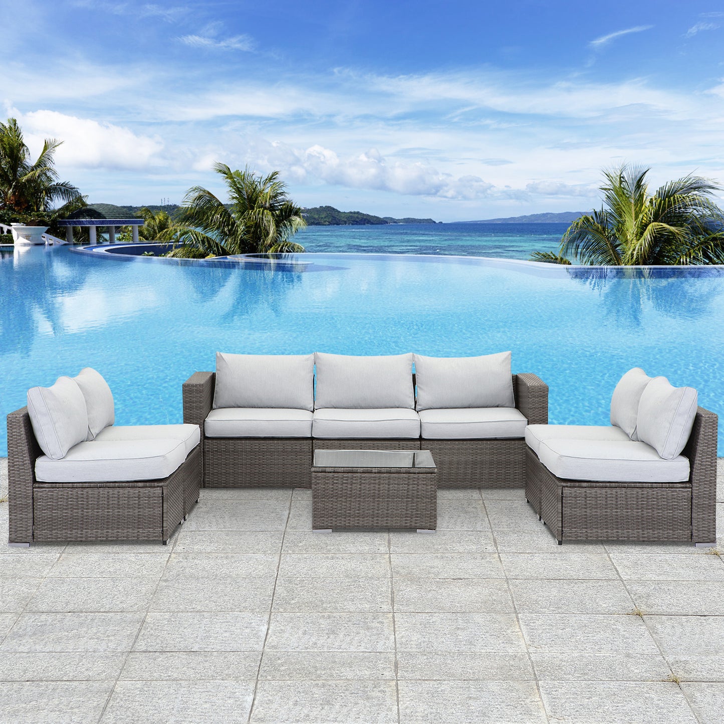 8 Piece Wicker Patio Furniture Sets with Cushion