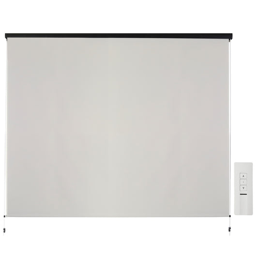 Motorized Outdoor Roller Shade, Premium 450GSM Motorized Patio Shades Roll Up Outdoor with Remote, Cordless Outdoor Blinds for Porch Waterproof, Automatic Exterior Roller Shade