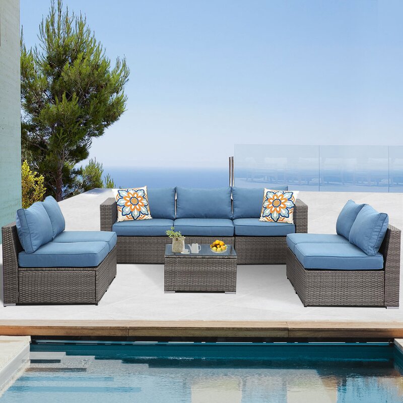 8 Piece Wicker Patio Furniture Sets with Cushion