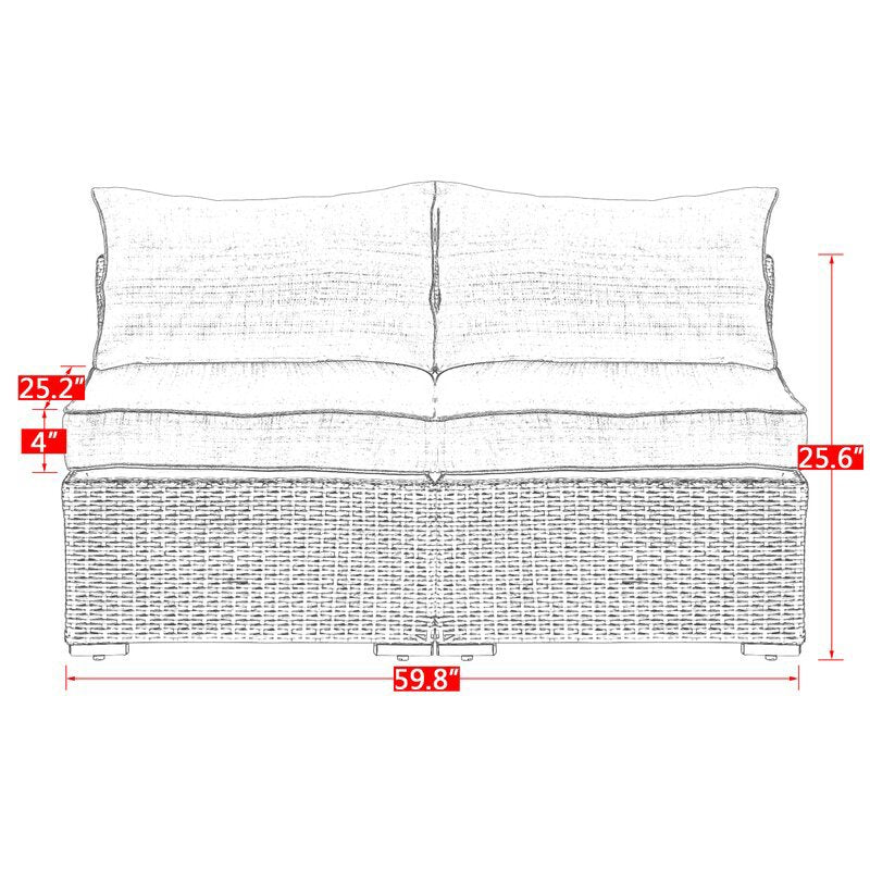 2 Pieces Outdoor Patio Furniture Corner Sofas