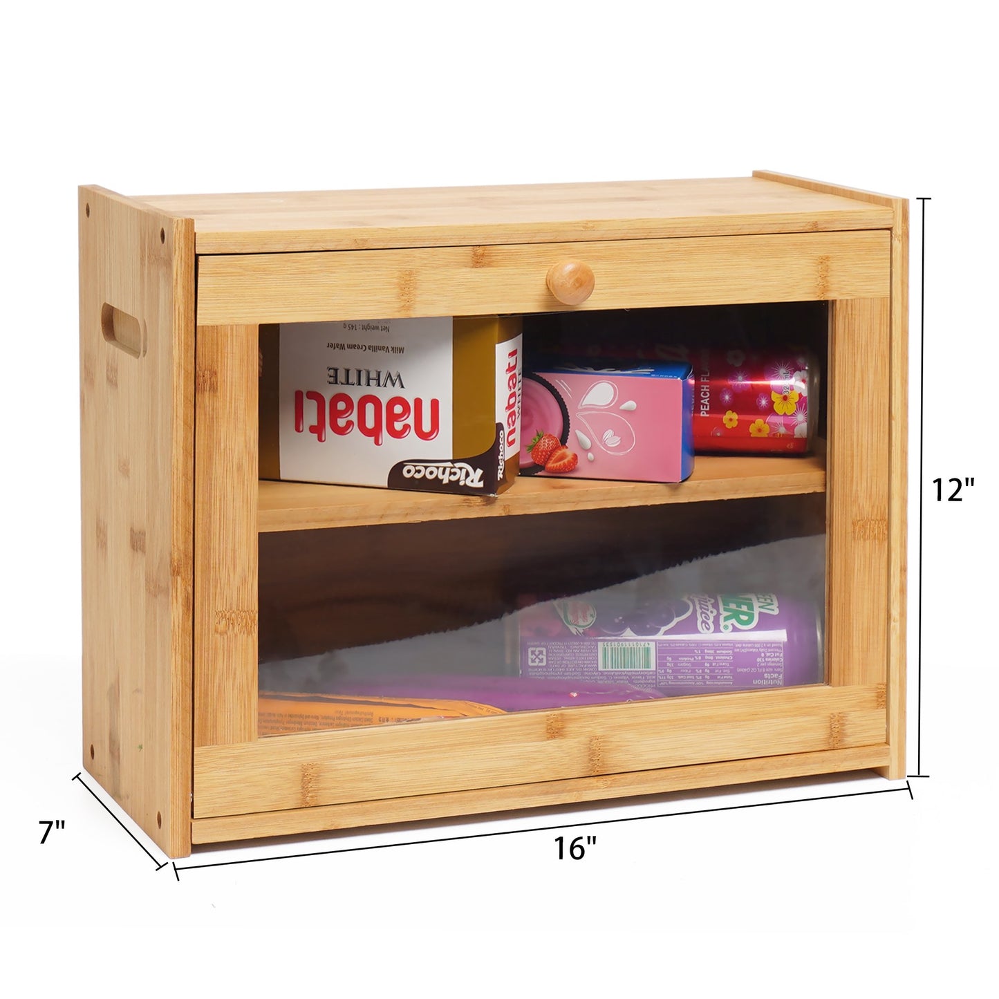 Bamboo Bread Box 2-Layer Large Capacity Countertop Bread Food Storage Bin