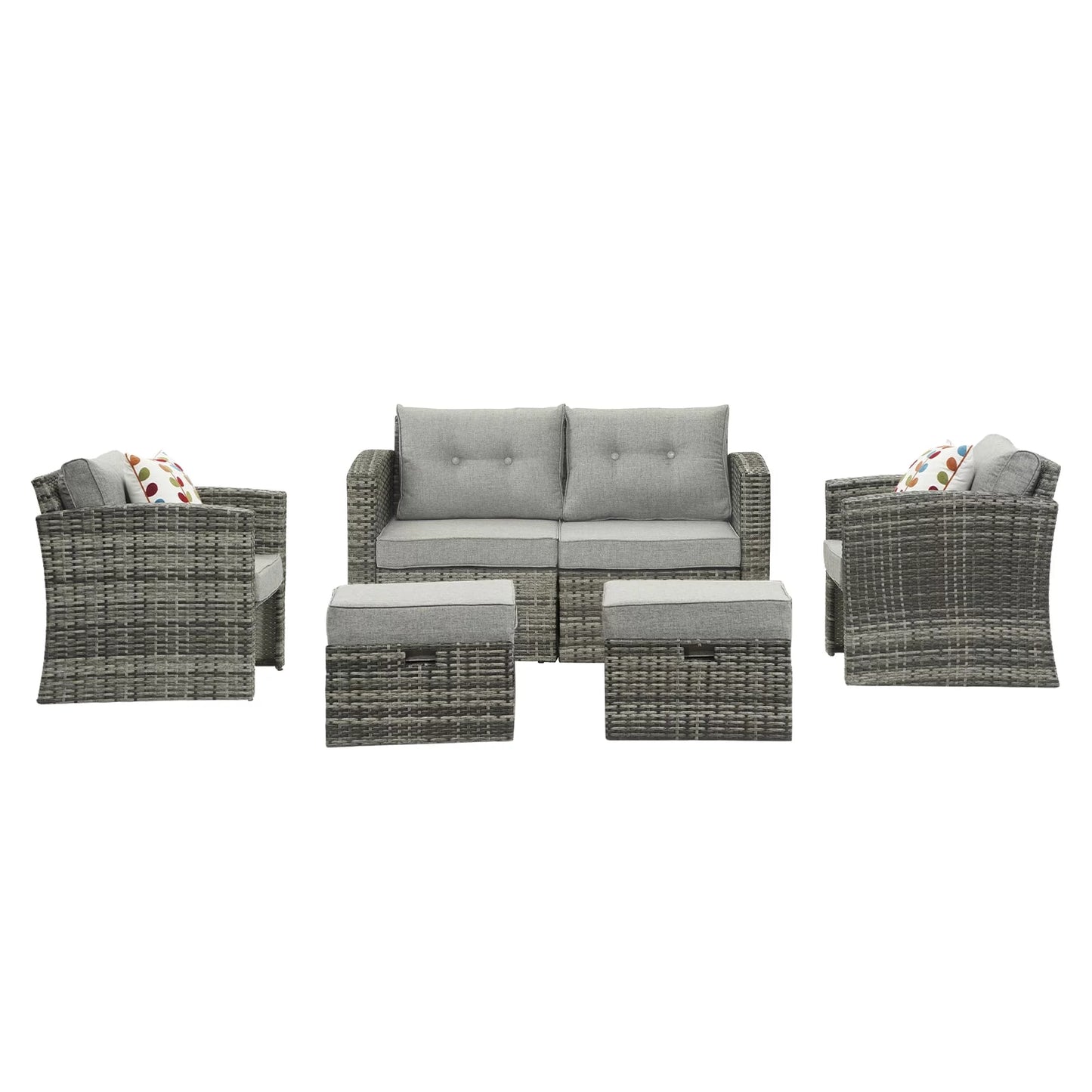 Royalcraft Outdoor Patio Furniture,10 Pieces All-Weather Patio Conversation Set Wicker Sectional Sofa with Non-slip Cushions,Aluminum Frame,Grey