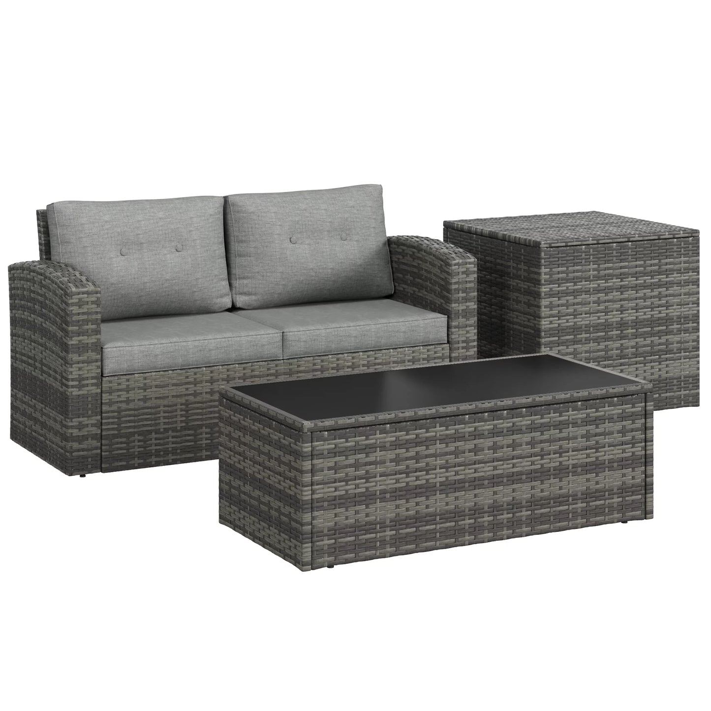 Royalcraft Outdoor Patio Furniture,10 Pieces All-Weather Patio Conversation Set Wicker Sectional Sofa with Non-slip Cushions,Aluminum Frame,Grey