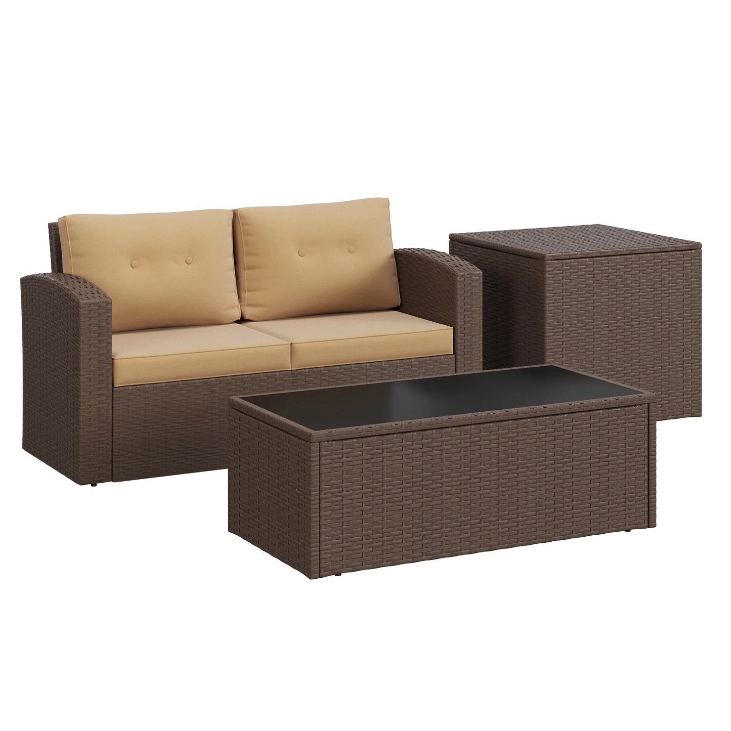 Royalcraft Outdoor Patio Furniture,10 Pieces All-Weather Patio Conversation Set Wicker Sectional Sofa with Non-slip Cushions,Aluminum Frame,Grey