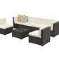 Outdoor Sofa Patio Furniture Set, 7PCS Outdoor Grey Wicker Sofa Set Sectional Furniture Conversation Set - Sunvivi