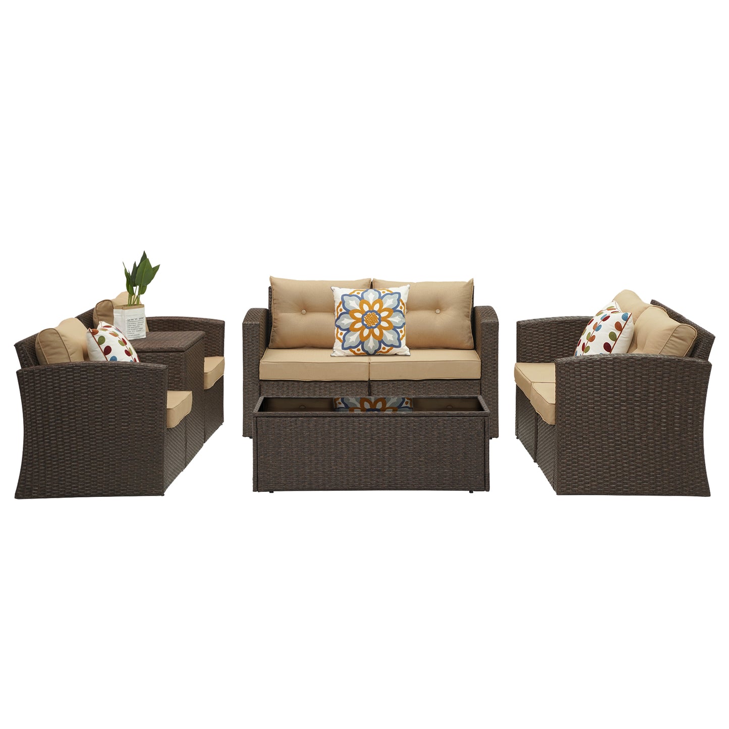 Royalcraft Outdoor Patio Furniture,10 Pieces All-Weather Patio Conversation Set Wicker Sectional Sofa with Non-slip Cushions,Aluminum Frame,Grey