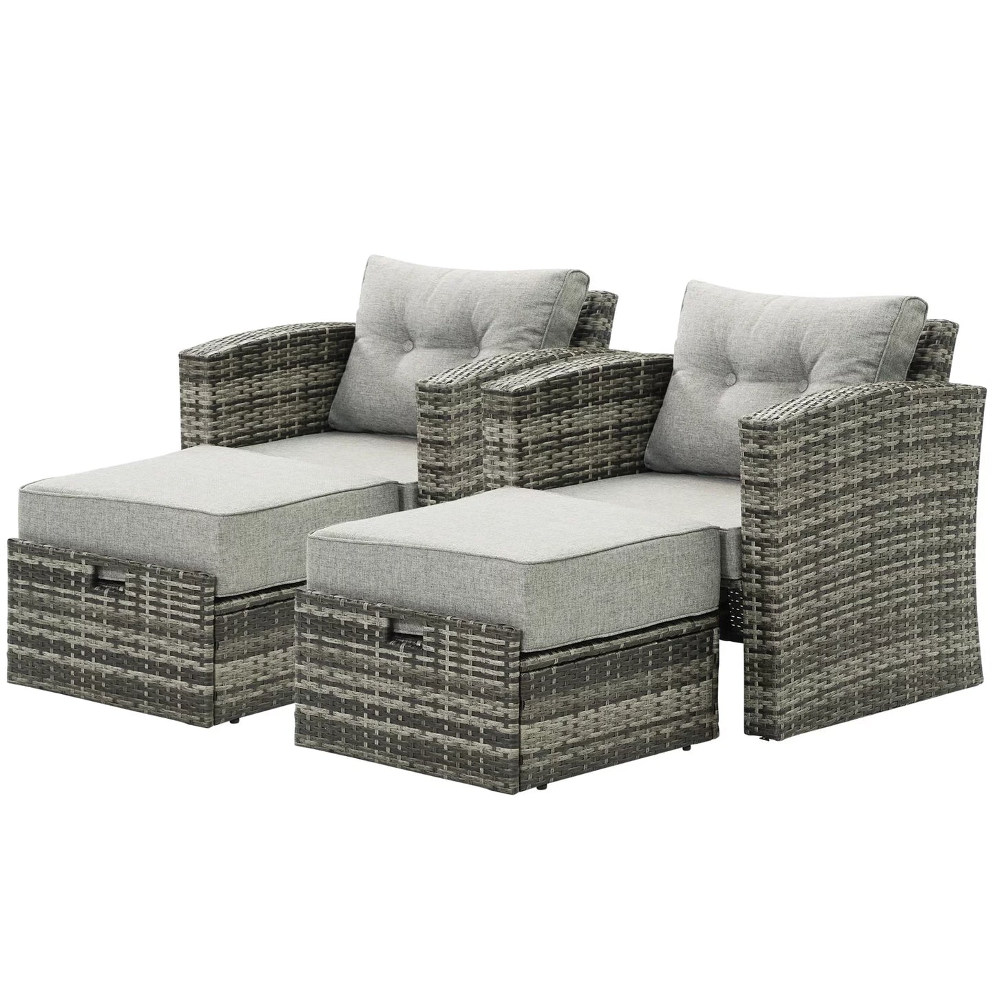 Royalcraft Outdoor Patio Furniture,10 Pieces All-Weather Patio Conversation Set Wicker Sectional Sofa with Non-slip Cushions,Aluminum Frame,Grey