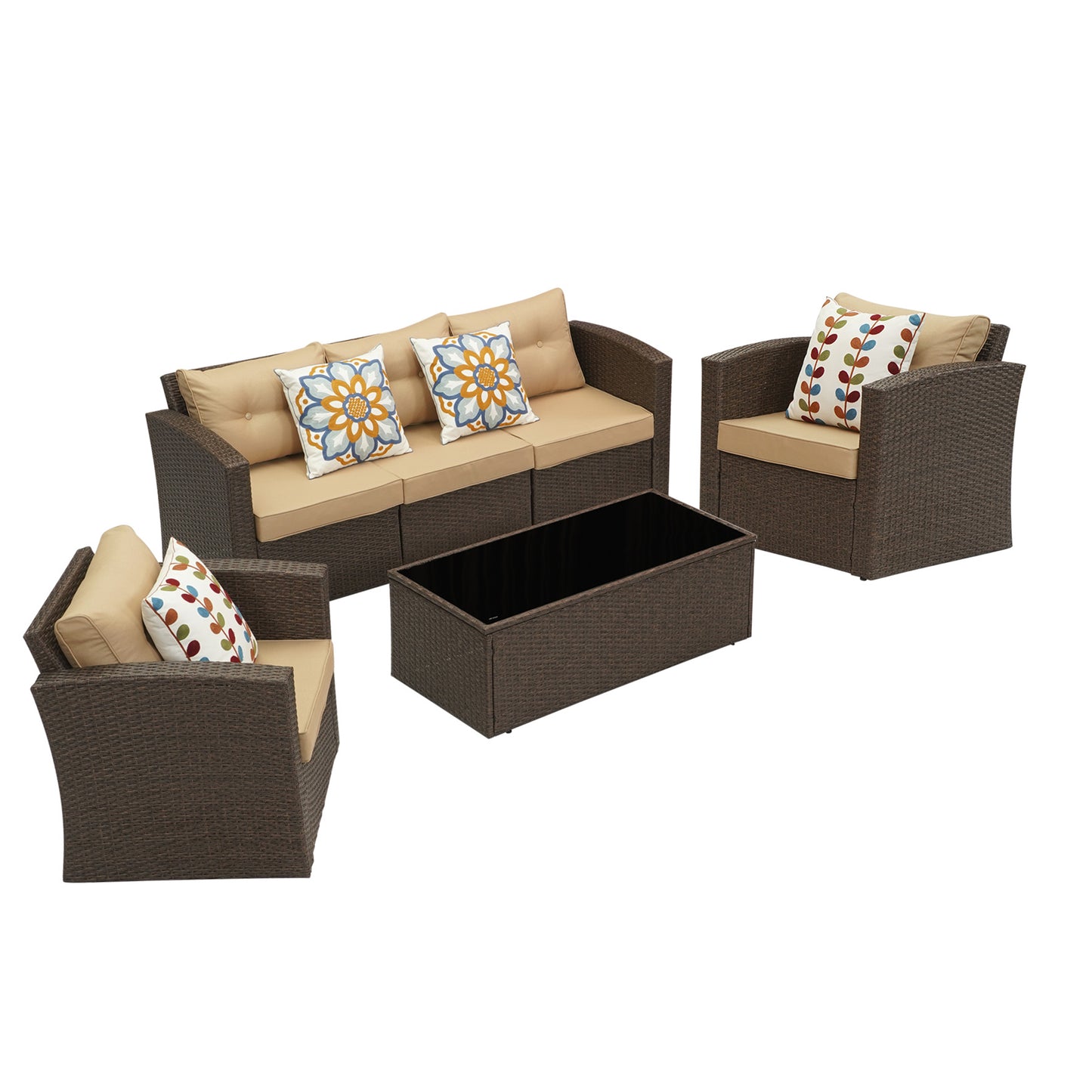 Royalcraft Outdoor Patio Furniture,10 Pieces All-Weather Patio Conversation Set Wicker Sectional Sofa with Non-slip Cushions,Aluminum Frame,Grey